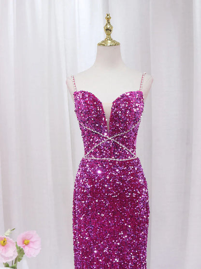 Simple Mermaid Sequin Long Prom Dress, Sequin Long Evening Dress ED0732