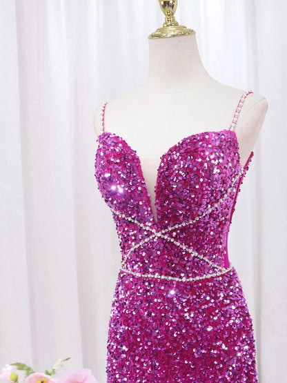 Simple Mermaid Sequin Long Prom Dress, Sequin Long Evening Dress ED0732