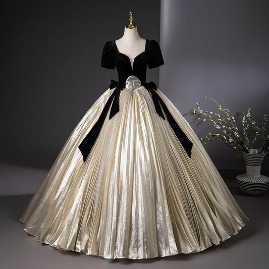 A-Line Champagne Long Prom Dress, Champagne Sweet 16 Dress ED0737