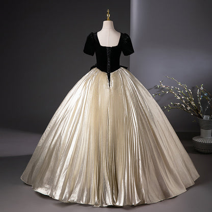 A-Line Champagne Long Prom Dress, Champagne Sweet 16 Dress ED0737