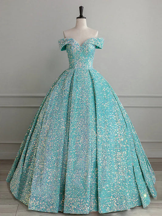 Blue Green Velvet Sequin Long Prom Dress, Velvet Formal Dress ED0749