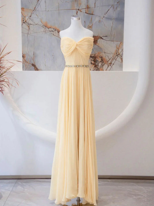 A-line Sweetheart Neck Chiffon Long Prom Dress, Chiffon Formal Evening Dress ED0751