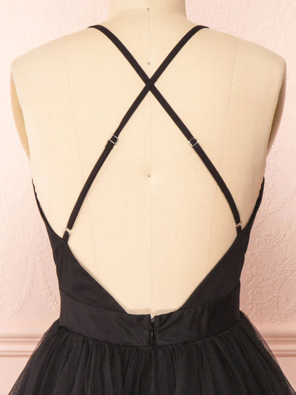 Simple v neck black short prom dress black homecoming dress  ED0753