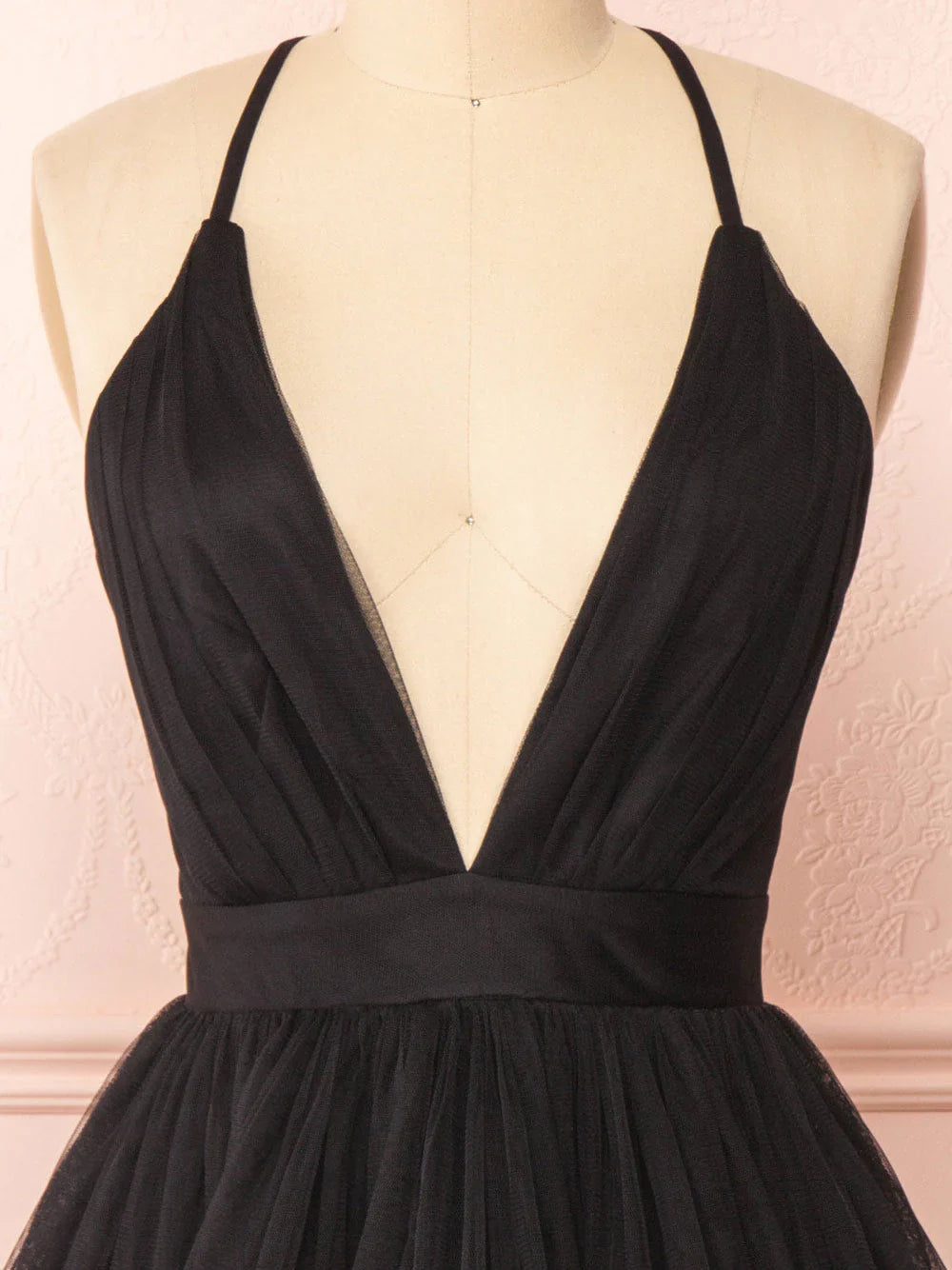 Simple v neck black short prom dress black homecoming dress  ED0753