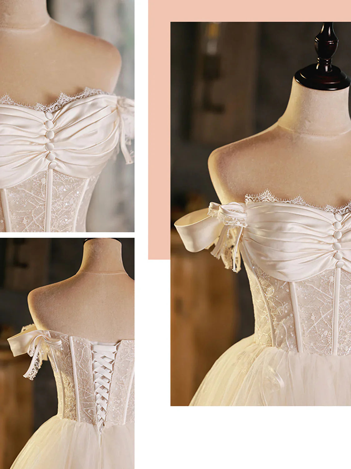 Ivory sweetheart neck tulle lace short prom dress tulle homecoming dress  ED0756