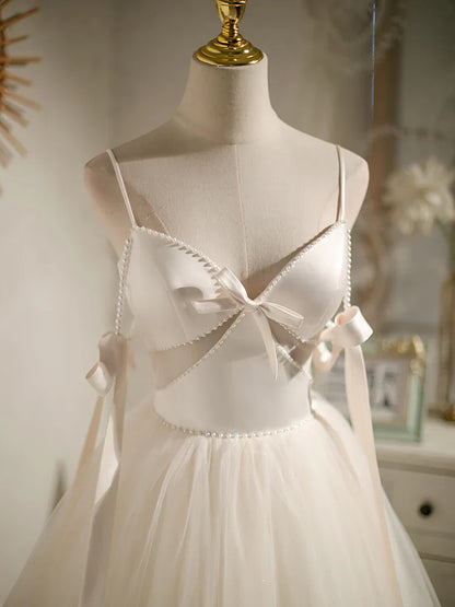 Beige A-line tulle short prom dress beige tulle homecoming dress  ED0759