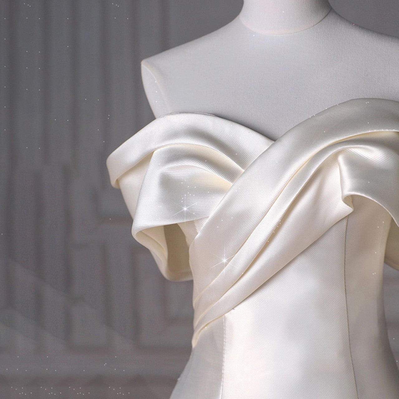 A-Line Off Shoulder Satin ivory Long Prom Dress, Satin Long Formal Dress   ED077