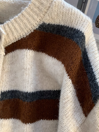 Korean retro contrast striped cardigan ED0791