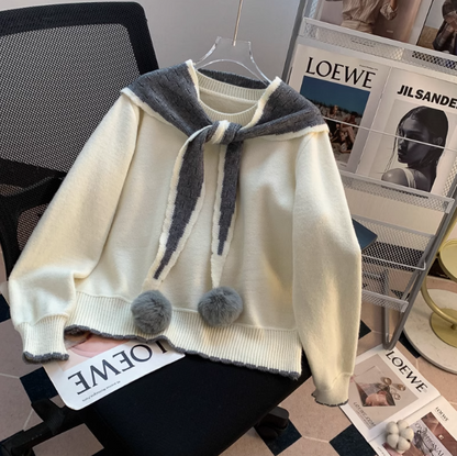 Red Christmas atmosphere shawl knitted sweater ED0792