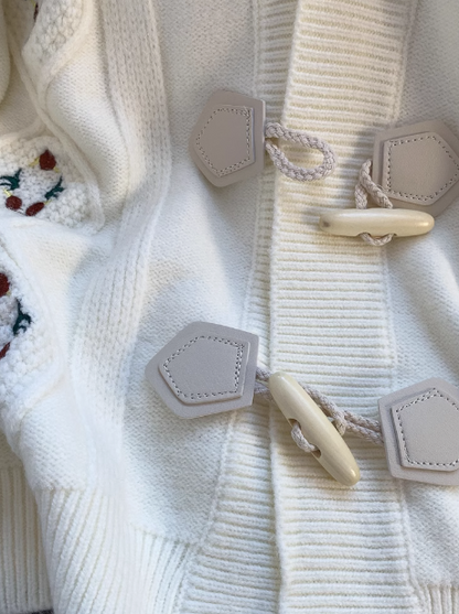 Vintage Horn Button Embroidered Cardigan ED0794