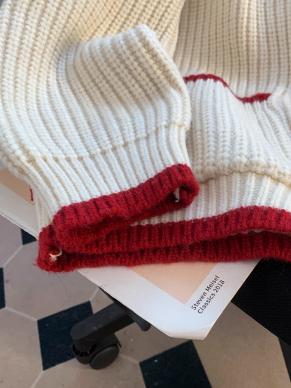 Contrast Collar Cardigan Sweater  ED0795