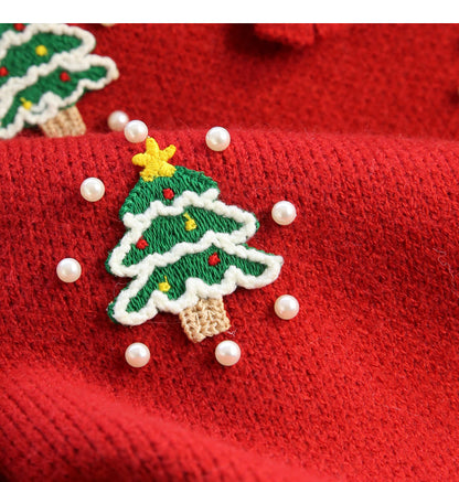 Christmas style beaded red doll collar sweater  ED0796