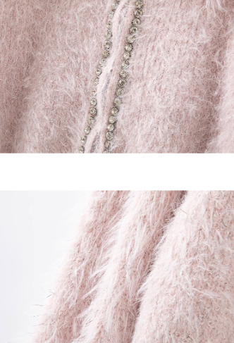 Sweet shiny silk tassel long sleeve zipper knitted sweater jacket  ED0797