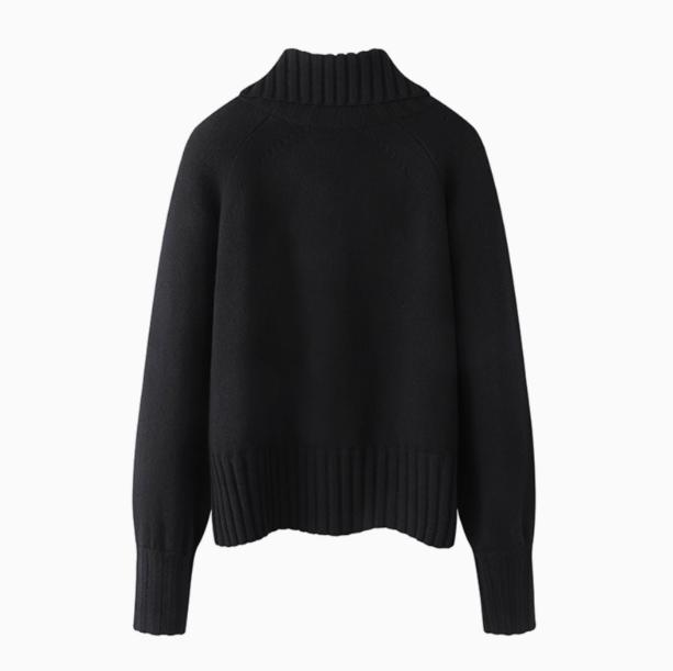 Turtleneck Gold Button Twill Blended Sweater  ED0799