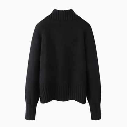 Turtleneck Gold Button Twill Blended Sweater  ED0799