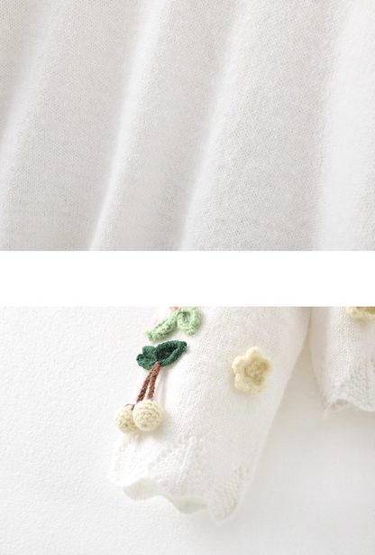 French 3D Flower Long Sleeve Cardigan Sweater  ED0800