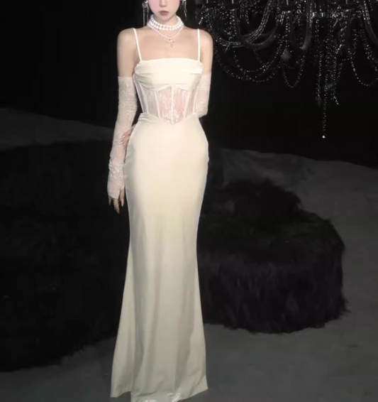 Christmas atmosphere herringbone sling lace splicing velvet long skirt ED0802