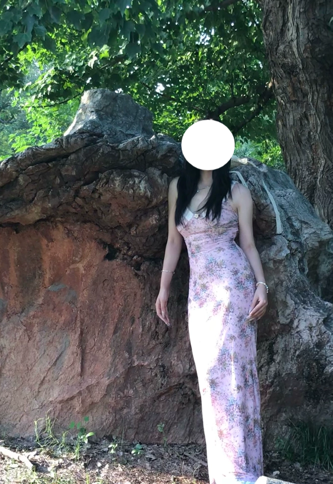 French floral V-neck tight suspender dress ED0810