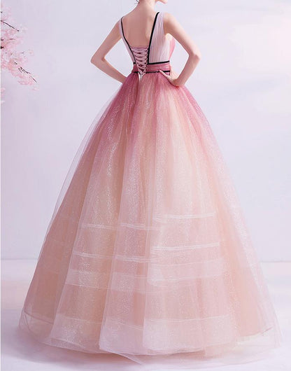 Simple v neck burgundy tulle long prom dress, tulle formal dress ED0813