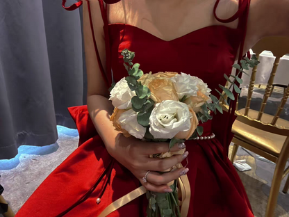 A-line Burgundy Long Prom Dress, Satin Formal Burgundy Evening Gown ED0816