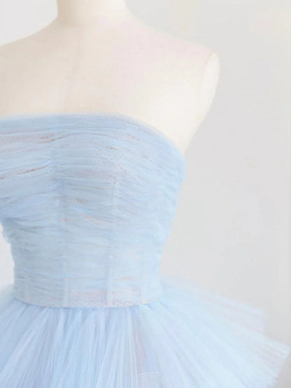 Blue tulle long prom dress blue tulle long evening dress ED0825