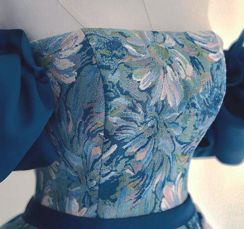 Blue A line satin long prom dress blue long evening dress ED0832