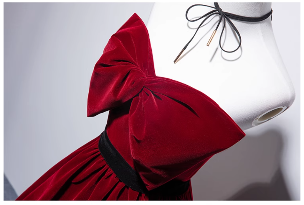 Velvet A line burgundy long prom dress, velvet bridesmaid dresses ED0838