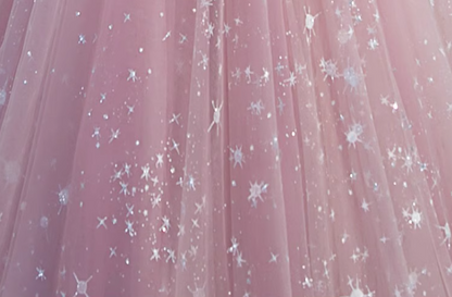 Simple pink A line velvet tulle long prom dress, pink evening dress ED0845