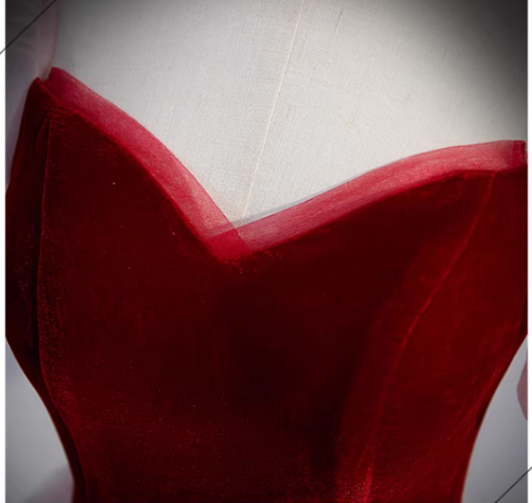 Simple pink A line velvet tulle long prom dress, pink evening dress ED0845