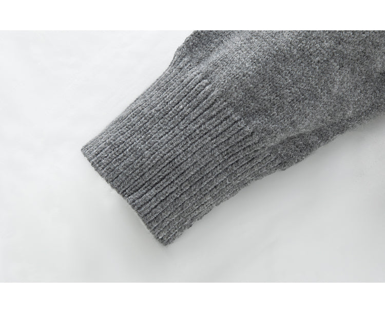 American retro grey round neck long sleeve sweater ED0868