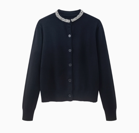 American retro grey round neck long sleeve sweater ED0868