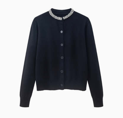 American retro grey round neck long sleeve sweater ED0868