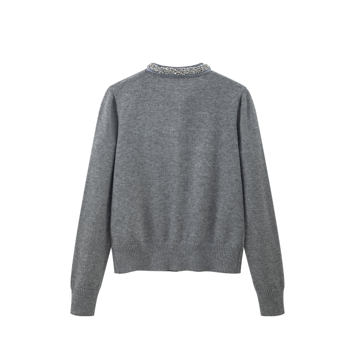 American retro grey round neck long sleeve sweater ED0868