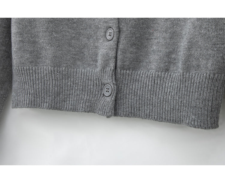 American retro grey round neck long sleeve sweater ED0868