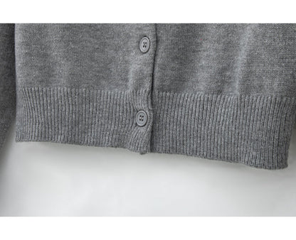 American retro grey round neck long sleeve sweater ED0868