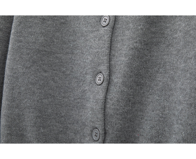 American retro grey round neck long sleeve sweater ED0868