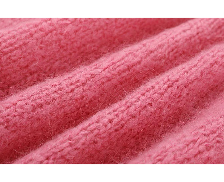 Pink Colorful Button Crewneck Knit Cardigan ED0870