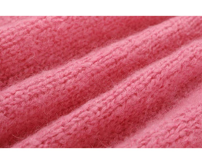 Pink Colorful Button Crewneck Knit Cardigan ED0870