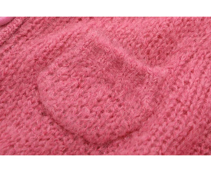 Pink Colorful Button Crewneck Knit Cardigan ED0870