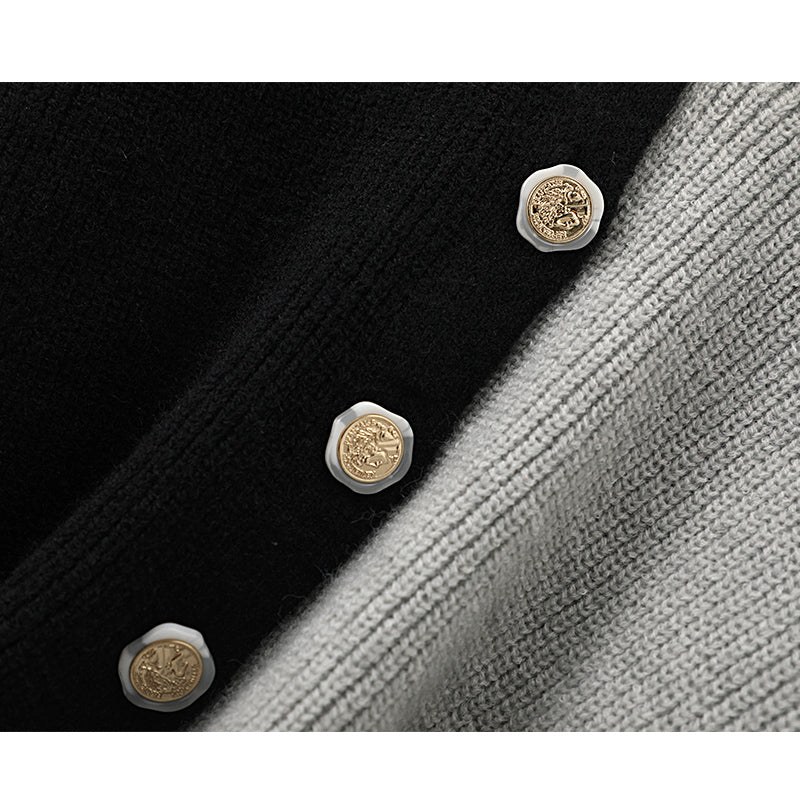 Gentle style contrast color stitching cardigan sweater ED0872
