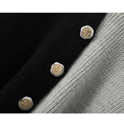 Gentle style contrast color stitching cardigan sweater ED0872