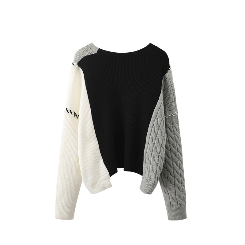 Gentle style contrast color stitching cardigan sweater ED0872