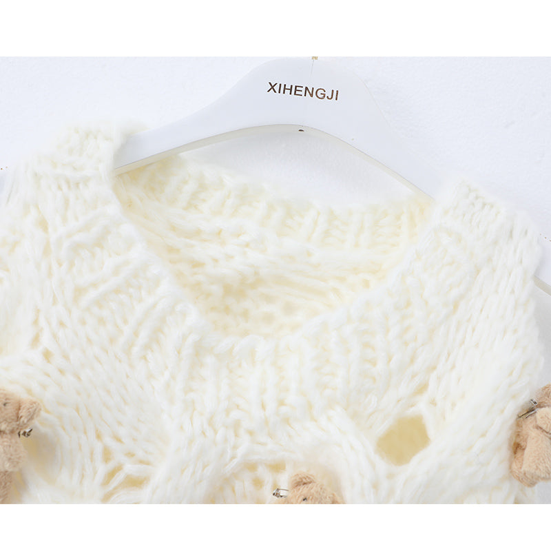 Korean style bear thick needle twist long sleeve sweater ED0873