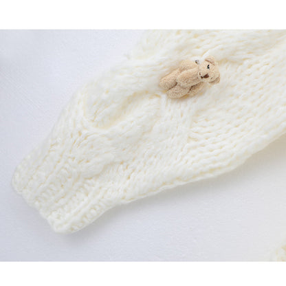 Korean style bear thick needle twist long sleeve sweater ED0873