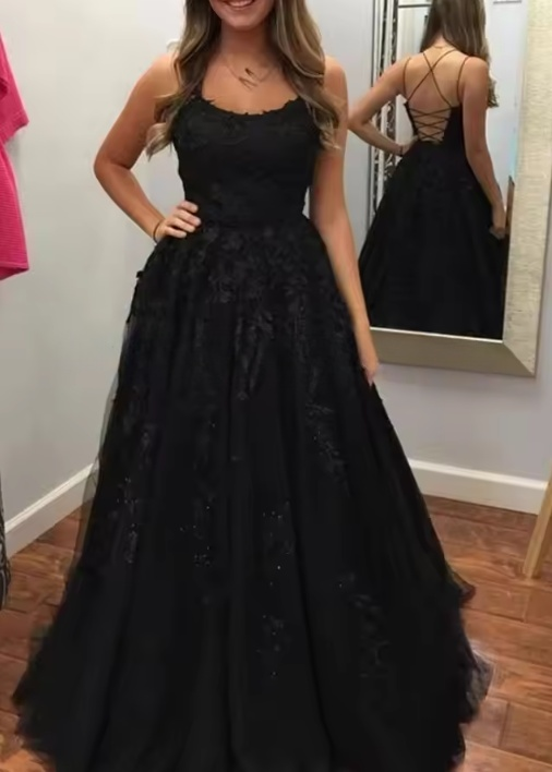 Champagne tulle lace long prom dress lace tulle evening dress ED0876