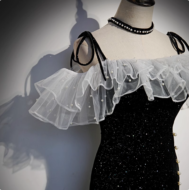 Black Mermaid Long Prom Dress, Black Evening Dress ED0880