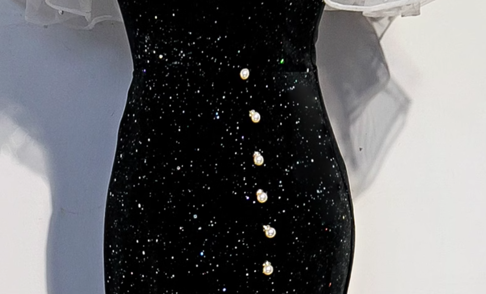 Black Mermaid Long Prom Dress, Black Evening Dress ED0880