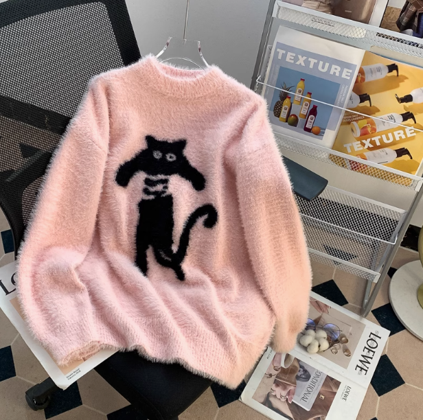 Japanese style preppy cat pattern sweater ED0907