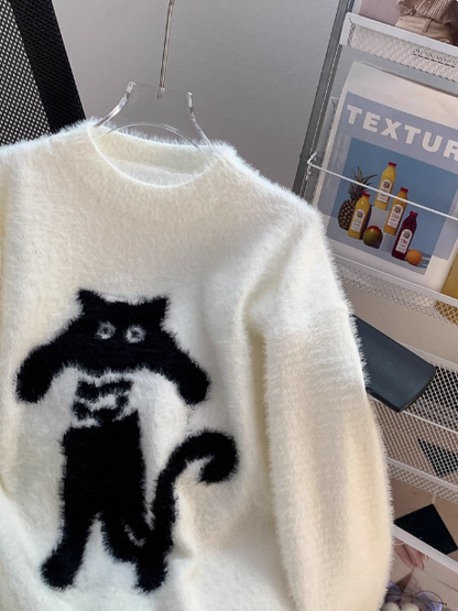 Japanese style preppy cat pattern sweater ED0907