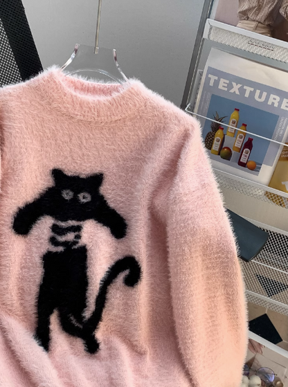 Japanese style preppy cat pattern sweater ED0907